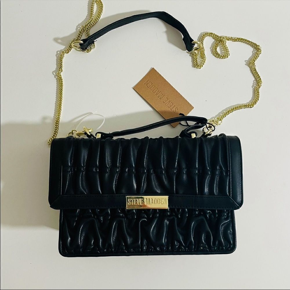 Steven Madden Crossbody Bag Bluciana Black removable shoulder strap faux leather